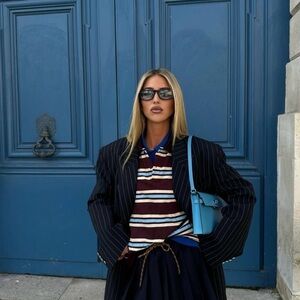 Lioness Chocolate and Cream Striped Polo